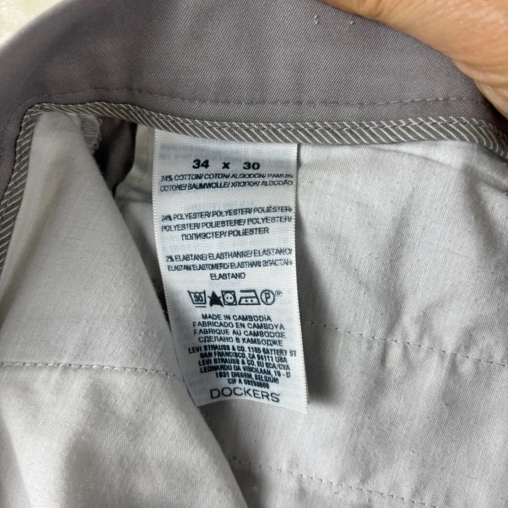 Dockers Pants Mens‎ 35x29 Gray Classic Fit Iron Free Khaki Trousers Flat Front - Picture 6 of 10